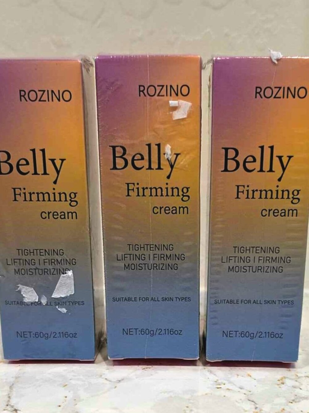 Lot (3) ROZINO Belly Firming Cream 60g Tightening Lifting, NIP Expires 2028